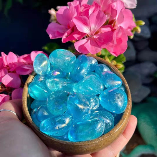 Aqua aura quartz tumble-regular