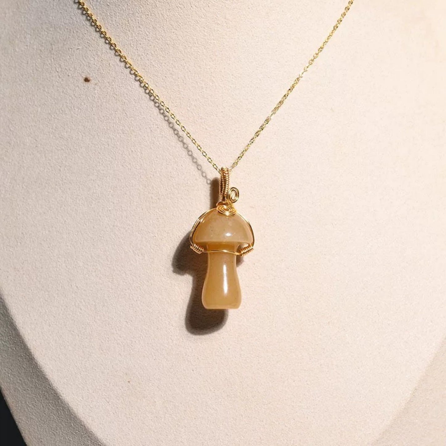 Reiki Healing Natural Stone Mushroom Pendants