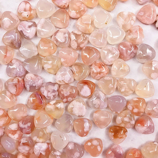 Natural Flower Agate Heart Stone