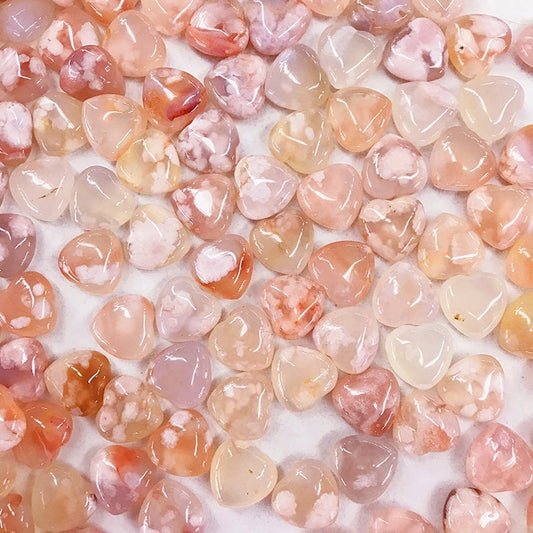 Natural Flower Agate Heart Stone