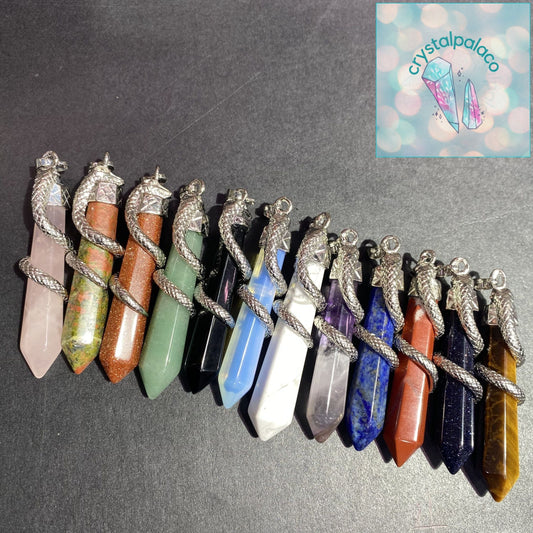 Yellow Tiger Eye/Green Aventurine/Lapis Lazuli/Amethyst/Rose Quartz/Red Jasper/Blue Sandstone/Black Obsidian/Howlite/Golden Sandstone/White opal/ Black Mamba Pendants