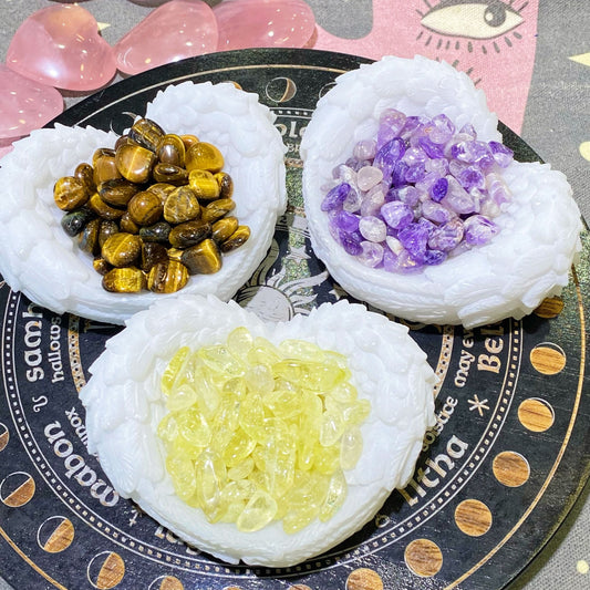 Yellow Tiger Eye/Amethyst/Citrine chips/Evil Devil's Eye Bag