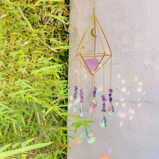 Crystal Wind Chime Star Moon Suncatcher