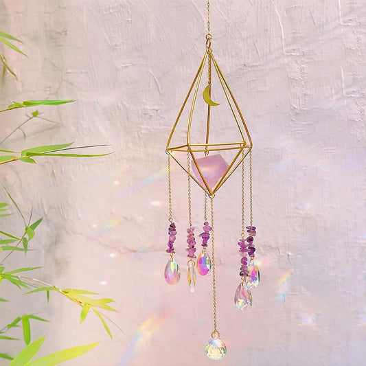 Crystal Wind Chime Star Moon Suncatcher