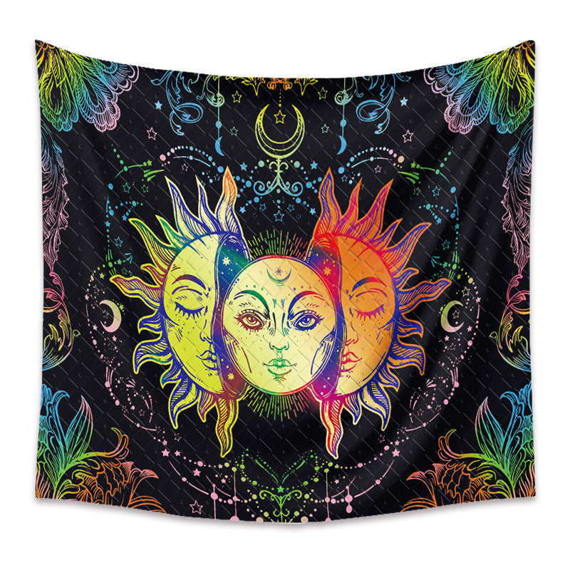 Psychedelic Moon Starry Tapestry Flower Wall Hanging