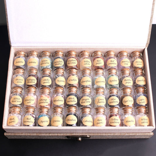40Pcs Natural Crystal Rockstone Gravel Wishing Bottles Box