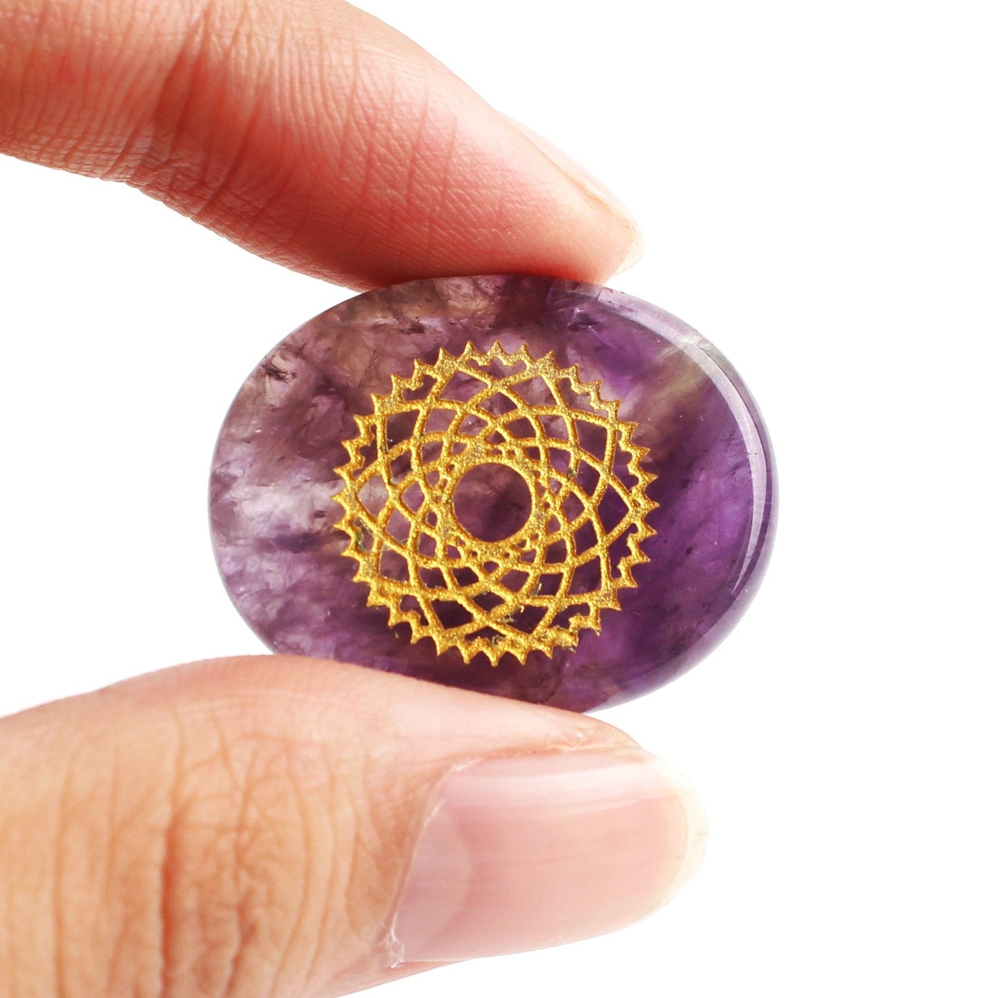 7 Chakras Set Natural Hand Carved Crystal Rune Stone