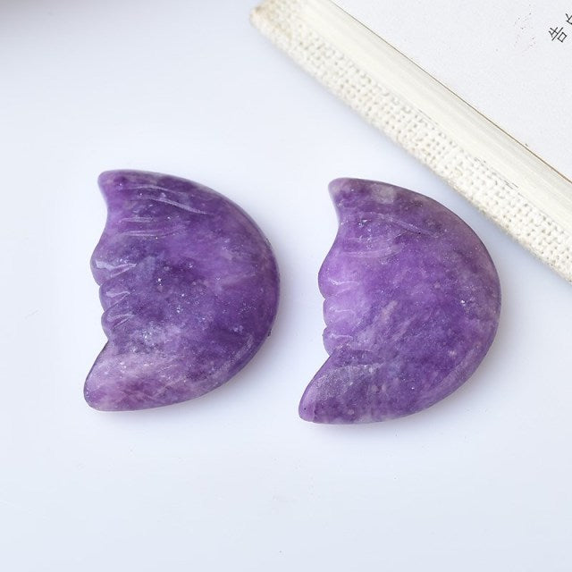 Natural Crystal Moon Face Pendants