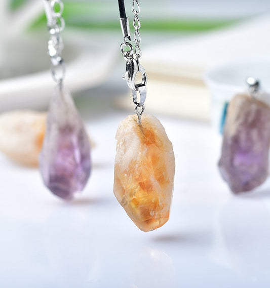 Natural Amethyst Citrine Pendant Fashion Necklace