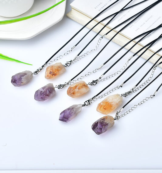 Natural Amethyst Citrine Pendant Fashion Necklace