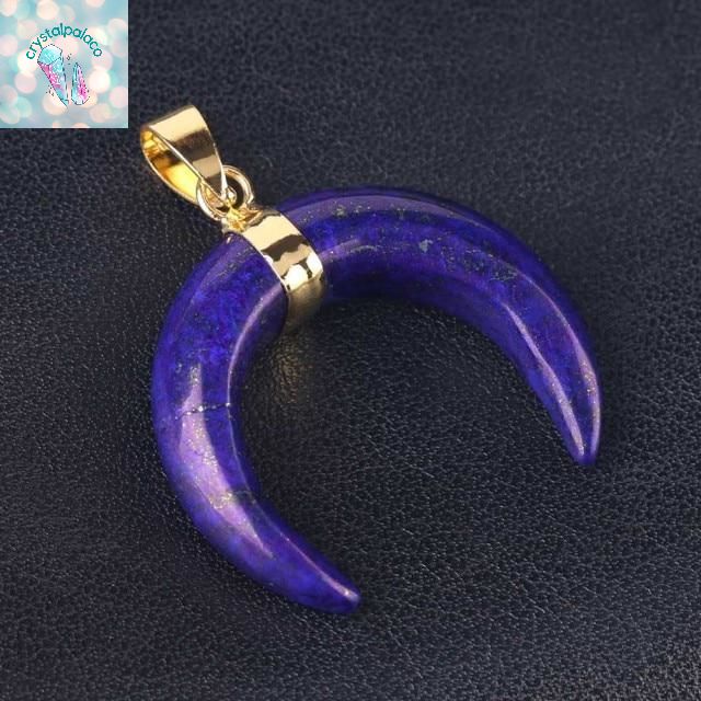 Natural Stones Crescent Moon Necklaces