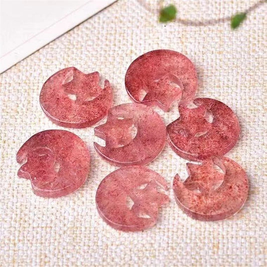 Red Strawberry Quartz Star And Moon