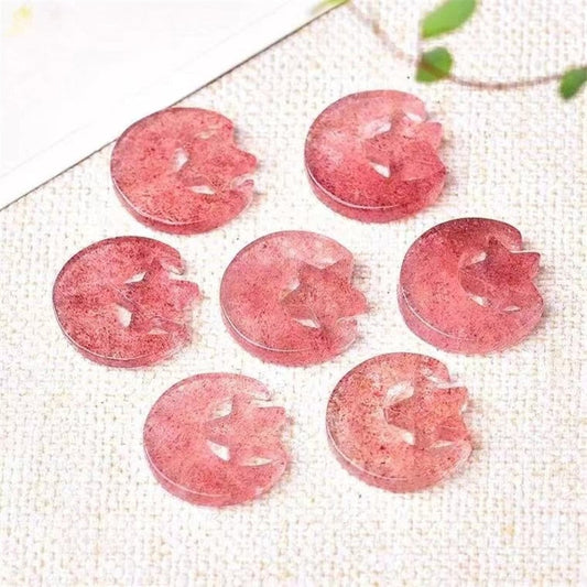 Red Strawberry Quartz Star And Moon