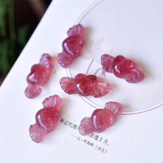 Natural strawberry quartz hand-carved stones