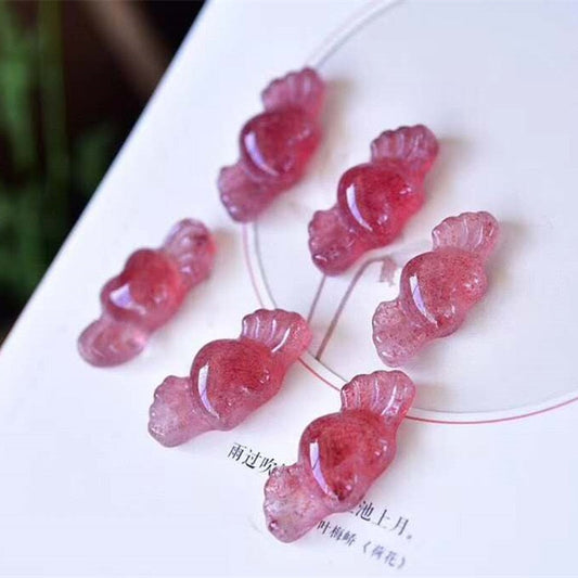Natural strawberry quartz hand-carved stones