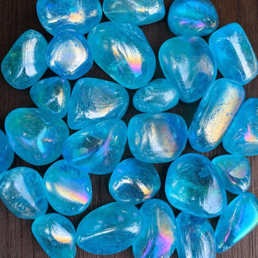 Aqua aura quartz tumble-regular
