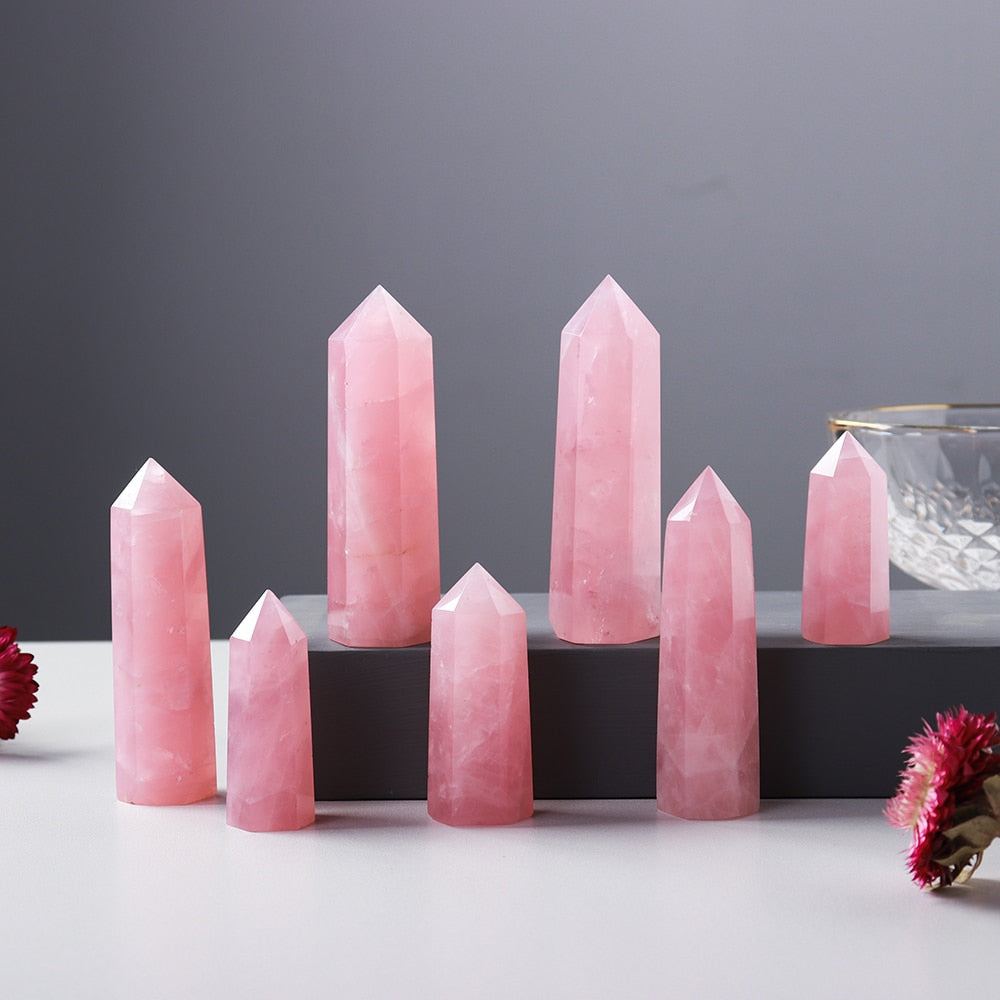 Natural Pink Rose Quartz Healing Towers (top quality)