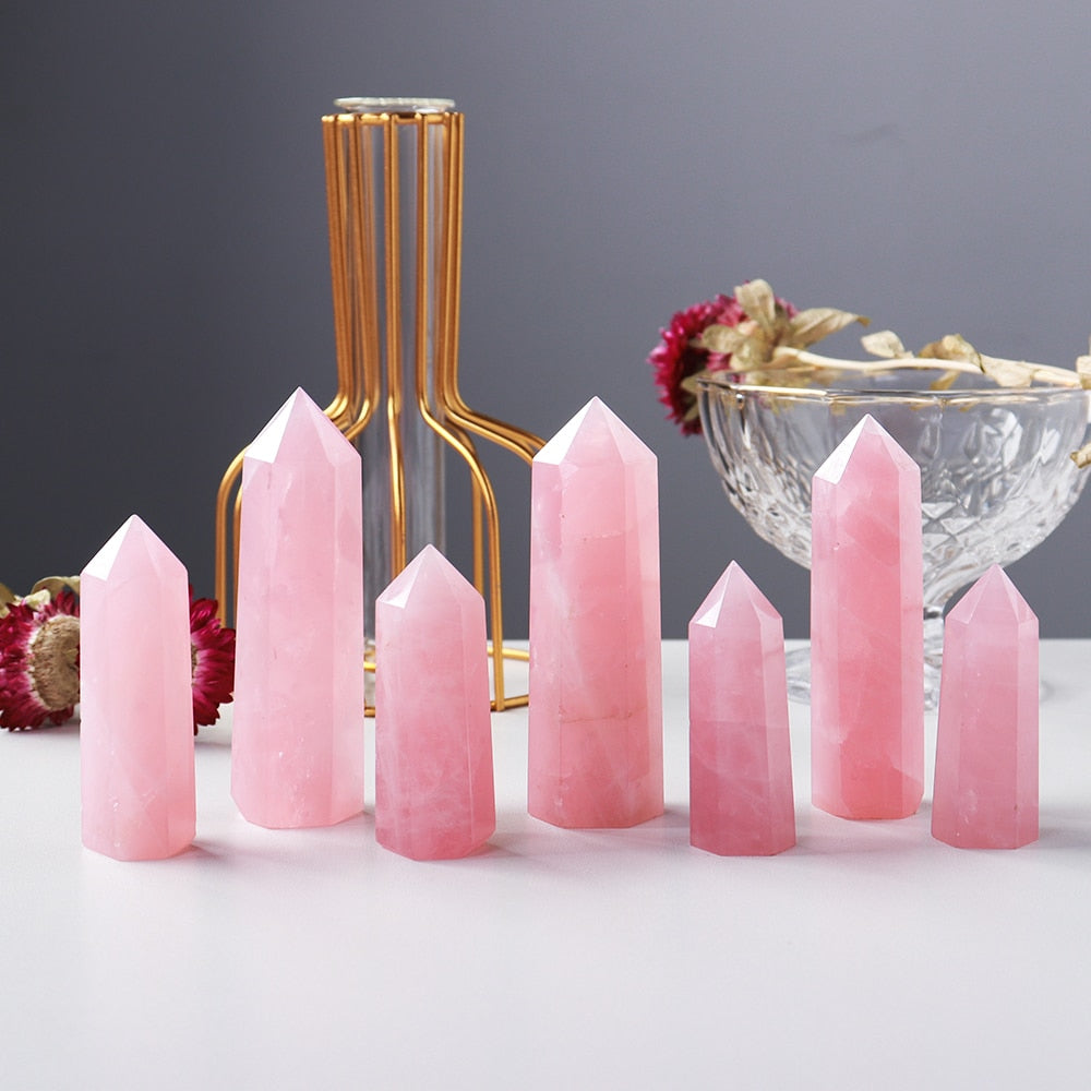 Natural Pink Rose Quartz Healing Towers (top quality)