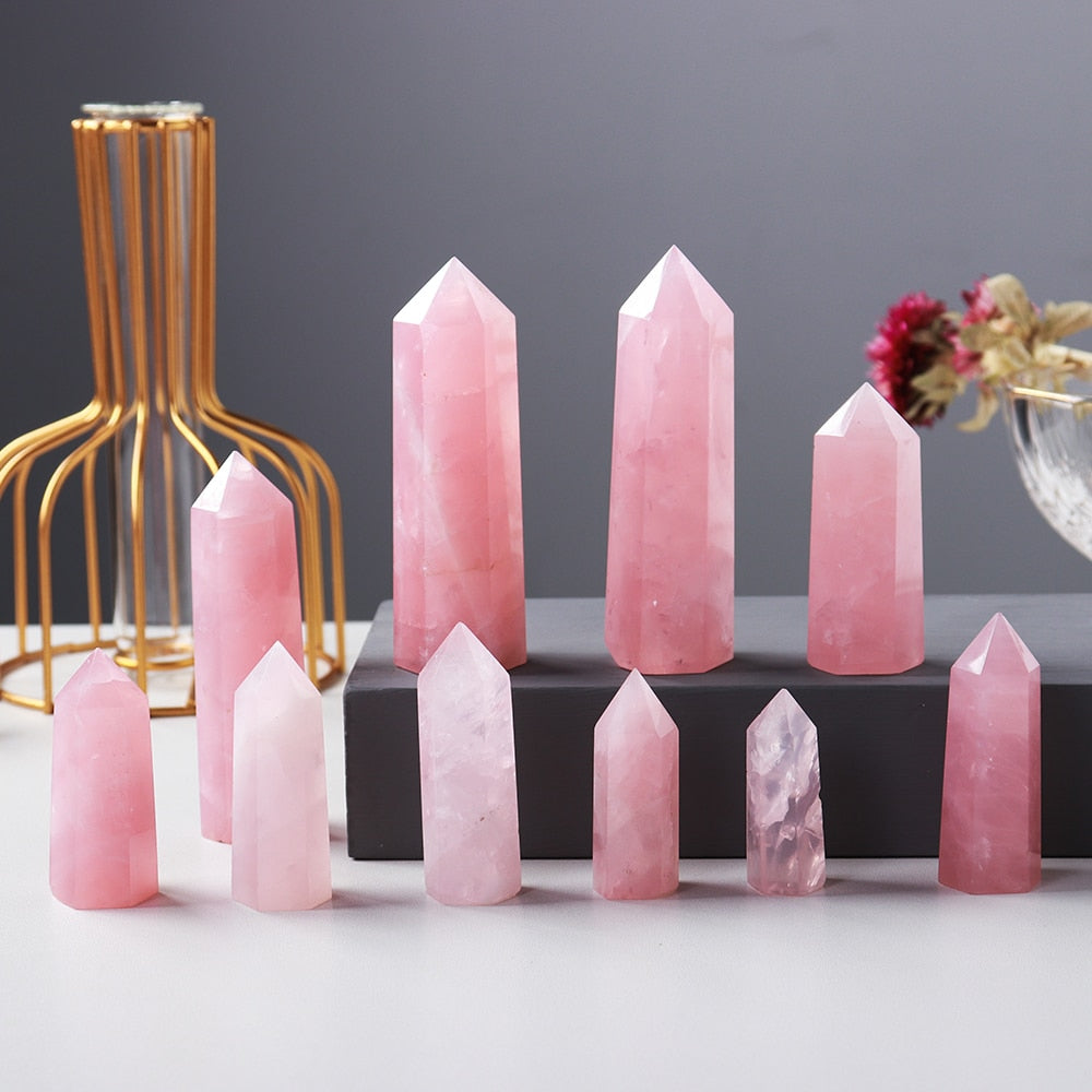 Natural Pink Rose Quartz Healing Towers (top quality)