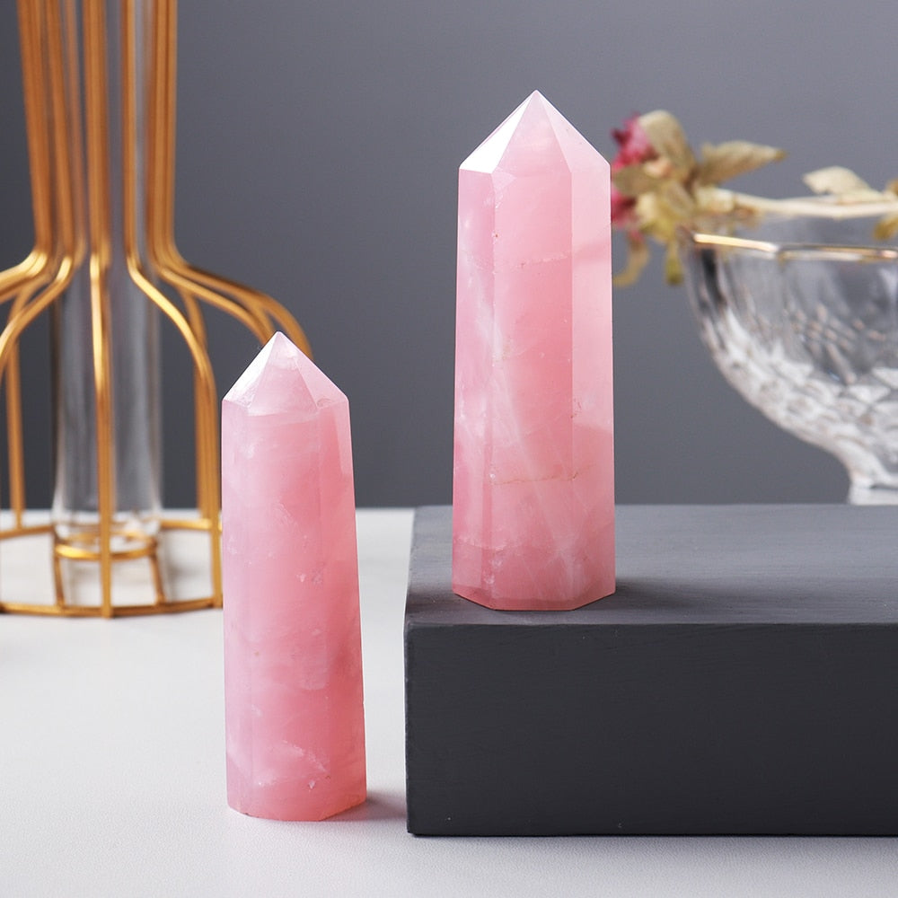 Natural Pink Rose Quartz Healing Towers (top quality)