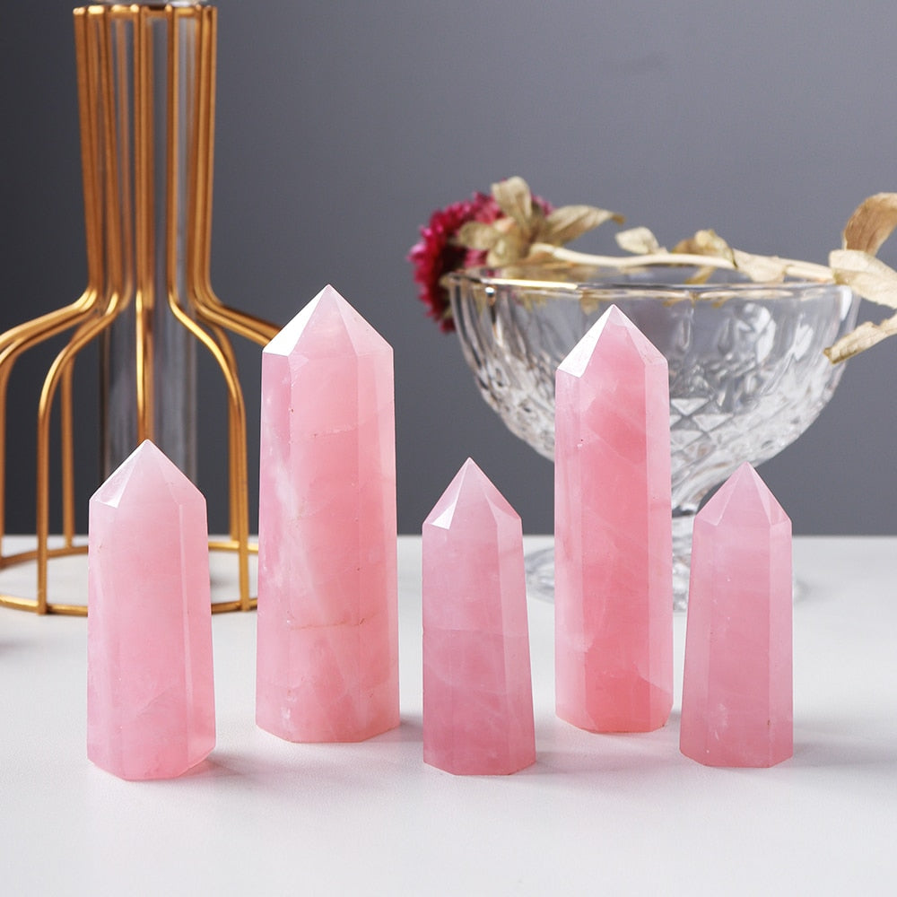 Natural Pink Rose Quartz Healing Towers (top quality)