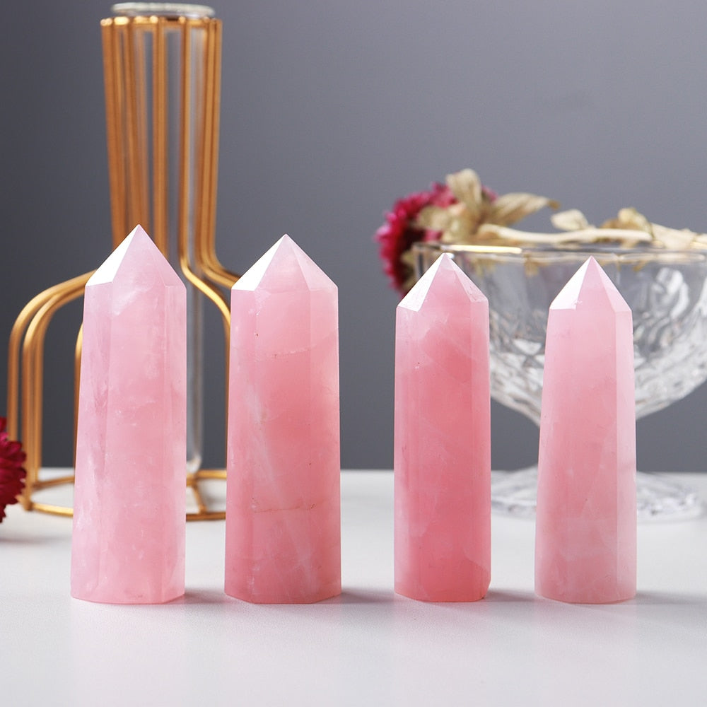 Natural Pink Rose Quartz Healing Towers (top quality)