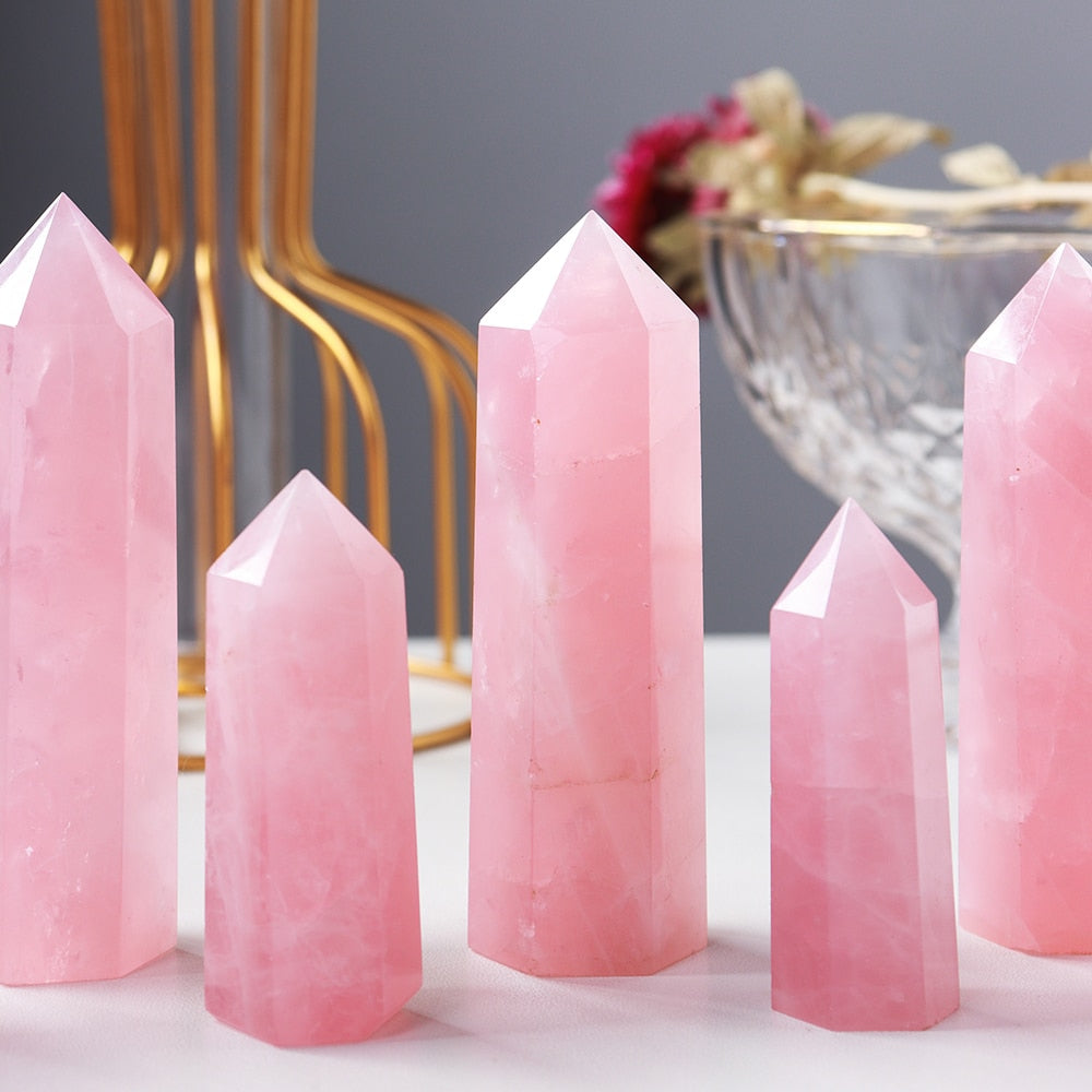 Natural Pink Rose Quartz Healing Towers (top quality)