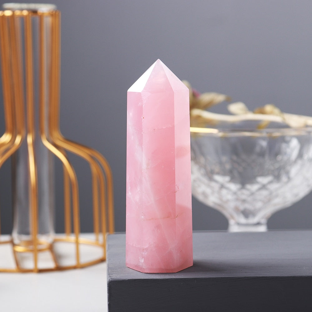 Natural Pink Rose Quartz Healing Towers (top quality)