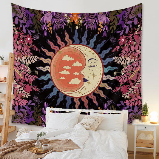 Psychedelic Moon Starry Tapestry Flower Wall Hanging