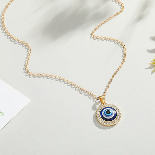 Crystal Evil Eyes Pendant Necklace