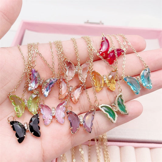 Shiny Cute Butterfly Pendant & Necklace