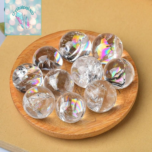 Natural Rainbow Clear Quartz Spheres