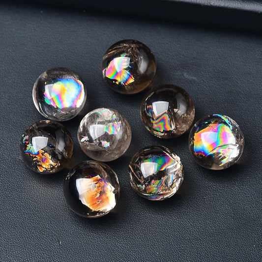 Natural Rainbow Smoke Quartz Spheres