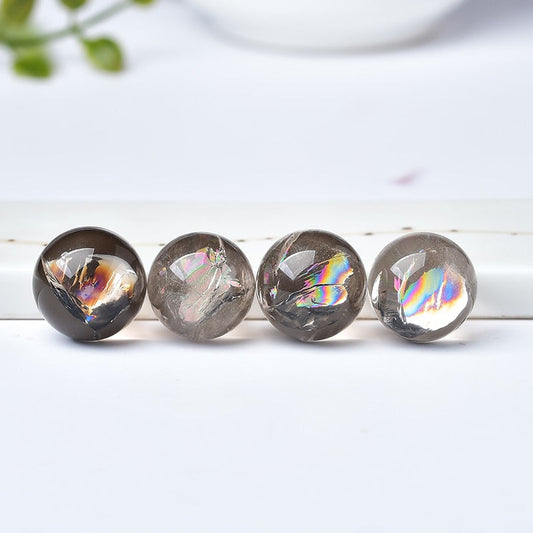 Natural Rainbow Smoke Quartz Spheres